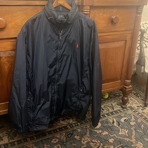 NEW POLO Ralph Lauren Navy Jacket Hood Red NWST Zipper Front & interior Pockets